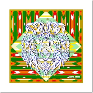 big tribal lion ecopop Posters and Art